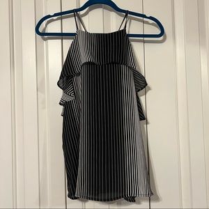 Ann Taylor Black & White Striped Sleeveless Top